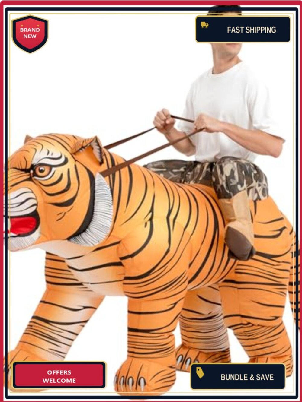Inflatable Tiger Costume Adult Blow Up Ride Animal Suit Halloween